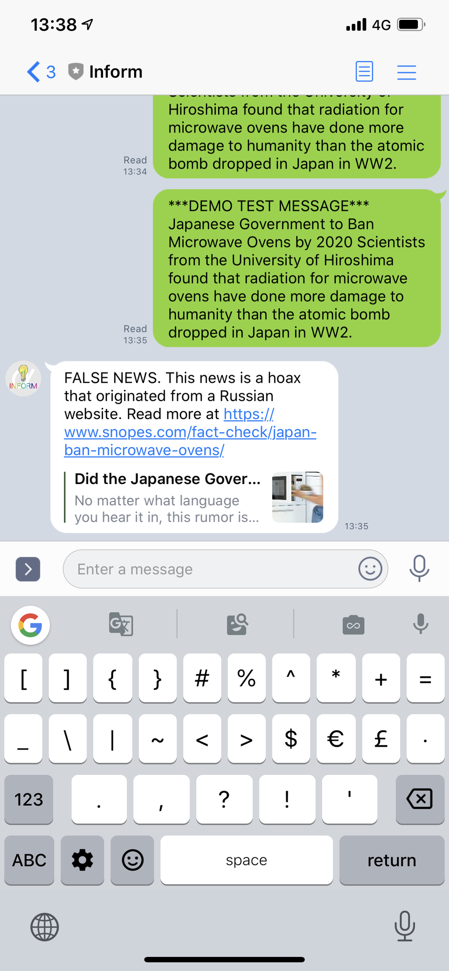 Fake News Combatting Chatbot